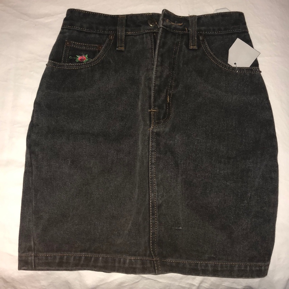 Black denim skirt